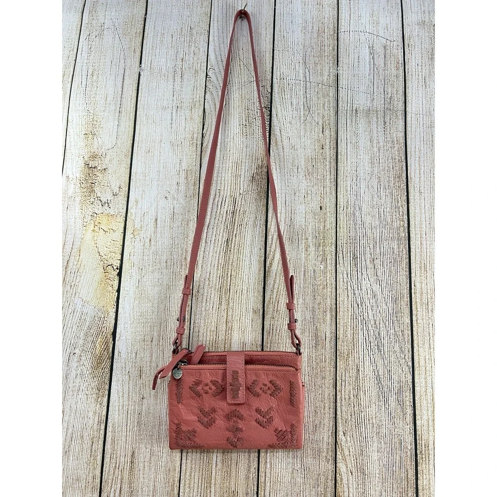 Lucky Brand Rela Pink Leather Crossbody‎ Fold Over Convertible Wallet Hobo Bag